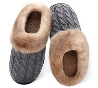 Mabove Pantofole da donna invernali, calde, comode pantofole in peluche per interni domestici, antiscivolo, morbide, leggere, grigio scuro, 41.5 EU