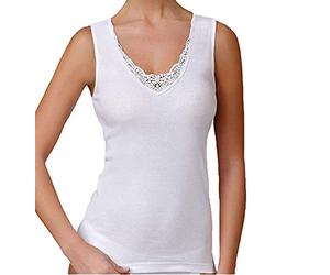 MABRAT 1 o 3 Canotte Donna MMDB99 Spalla Larga in Lana e Cotone con Intarsi in Macrame'