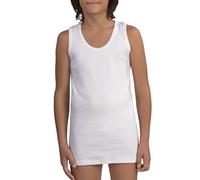 MABRAT Canottiera da ragazzo con spalle larghe e girocollo, 100% caldo cotone interlock, bianco, 16 anni