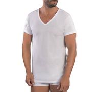 MABRAT Maglia da uomo a maniche corte con collo a punta, 100% puro cotone jersey, bianco, L