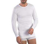 MABRAT Maglia girocollo a maniche lunghe da uomo, 100% caldo cotone interlock, bianco, 4XL