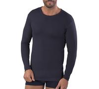 MABRAT Maglia girocollo a maniche lunghe da uomo, 100% caldo cotone interlock, blu navy, XL