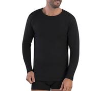 MABRAT Maglia girocollo a maniche lunghe da uomo, 100% caldo cotone interlock, Nero , 3XL
