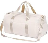 MABROUC Borsone da donna, borsone sportivo per palestra con tasca bagnata e scomparto per scarpe, borsa da viaggio per il weekend durante la notte, Beige, M