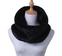Mabta Sciarpa avvolgente in pelliccia sintetica, calda e calda, scaldacollo, protezione per il collo, in peluche, antivento, colore nero