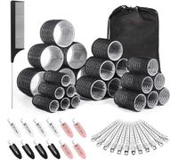 Mabufun Rulli per capelli da 46 pezzi con clip per bigodini per capelli lunghi Rulli in velcro Rulli per capelli Jumbo Set di rulli per capelli autoadesivi 22 clip in acciaio inossidabile e una custod