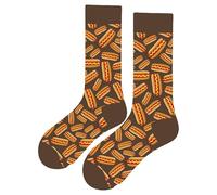 MAC BEEN Comida Y Bebida Calzini Alti Divertenti Disegni Hot Dogs Marrone, Taglia Unica 37-44, Cibo e Bevande II, Unisex-Adulto