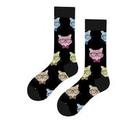 MAC BEEN Diseños Animales Calzini Alti Divertenti Gatto, Taglia Unica 37-44, Disegni Animali II, Unisex-Adulto