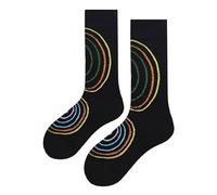 MAC BEEN Patrones Geométricos I Calzini Alti Divertenti Disegni Circoli Nero, Taglia Unica 37-44, Modelli Geometrici Unisex-Adulto