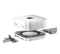 Mac Mini M4 Dock, Mac Mini Stand e HDMI Hub per M4 e M4 Pro 2024 con M.2 NVMe/SATA SSD Enclosure, USB C Hub Alluminio con HDMI 4K60Hz, 10G USB A/C, 5G USB A*2, USB-C Charge, SD/TF, Audio