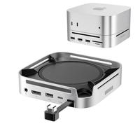 Mac mini M4 Dock & Stand 8K120Hz DP Hub per Mac mini M4/M4 Pro 2024 con alloggiamento SSD NVMe, 10 in 1 con DP, 5 porte USB-A/C 10Gbps, lettore di schede SD/TF, audio per Mac mini M4, Mac mini M4 Pro