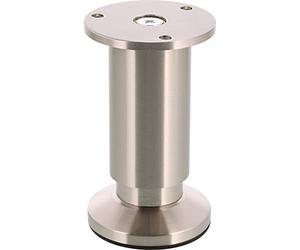 Mac Wagner Gamba per mobili/Piede per mobili/Piede Regolabile - Design - Ø 40/60 x 100-120 mm, Regolabile, Acciaio Inox Look Nickel Opaco, incl. Piastra di avvitamento Ø 60 mm - 12037001