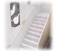 MACAGGTNTU Corrimano Per Scale Moderno Ringhiera Per Scale Interne 30-600cm Corrimano Da Parete In Ferro Battuto Ringhiera In Metallo(White,400CM/13.1ft)