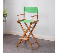 MACAGGTNTU Sedia Da Director In Legno 75cm, Sgabello Da Bar Pieghevoli, Sedia Da Trucco Portatile Con Schienale, Quadrato Sgabello Per Truccatori(Green,75.5cm/29.7in)