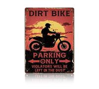 macago Retro Dirt Bike Targa in metallo con scritta "Parking Only", vintage, decorazione artistica da parete per la stanza dei ragazzi, decorazione artistica da parete per casa, bar, interni ed
