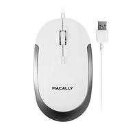 Macally dynamouse-w Macally dynamouse-w USB silenzioso click mouse ottico con 2 tasti, rotella di scorrimento e dpi pulsante per Mac e PC, bianco bianco e argento ()