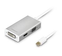Macally MD-3N1-4K adattatore di alluminio Mini DisplayPort a DVI/HDMI/VGA con supporto Ultra HD (4K)