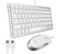 Macally Mini tastiera e mouse Combo per Mac e PC - Risparmia spazio e migliora il flusso di lavoro - Tastiera compatta in alluminio con 78 tasti sottili e mouse silenzioso (clic silenzioso) - Elegante tastiera USB e mouse cablato