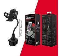 Macally Portabicchieri da auto - Supporto per telefono cellulare lungo 20,3 cm flessibile a collo di cigno con supporto regolabile a 360° - Supporto universale per cellulare con o senza custodia fino