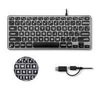 Macally Tastiera grande per Mac (Dual USB-C e USB-A) - Piccola tastiera retroilluminata con cavo, mini tastiera USB compatta con tasti silenziosi a forbice, compatibile con MacBook Air e Mac mini