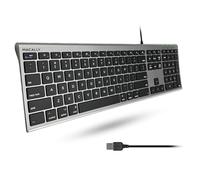 Macally Tastiera per computer ultra-sottile con cavo USB, funziona alla grande sia come tastiera Mac Windows che cablata - compatibile con tastiera Apple full size con tastiera numerica per Mac Mini,