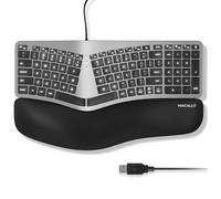Macally Tastiera split retroilluminata per Mac, su misura per il comfort, tastiera ergonomica Apple cablata con cuscino per il polso, layout MacOS a 2 zone 100 tasti, USB A, tastiera ergonomica divisa