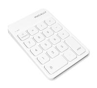 Macally Tastierino numerico Bluetooth per laptop, Apple, Mac, iMac, MacBook Pro/Air, iPad, PC Windows, tablet o computer desktop, tastiera numerica wireless a 18 tasti ricaricabile, Bluetooth bianco a