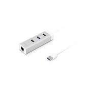 Macally U3HUBGBA hub di alluminio a 3 porte USB 3.0 con adattatore per Gigabit Ethernet