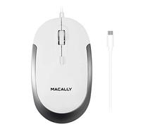 Macally UCDYNAMOUSE-W, 3-Button Optical USB-C Silent Click Mouse, White/Space Gray