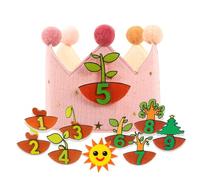 Macamolly Corona di compleanno per ragazza e ragazzo, corona di compleanno con dimensioni e numeri regolabili 1-9, tessuto a corona di compleanno, decorazione di compleanno, rosa, custodia inclusa