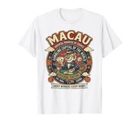 Macao - Gambling Capital - Logo Vintage Tiger Mascot Maglietta