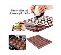 Macaron Baking Mat, Macaron Meringue Tray Silicone Mold for 48 Macaron Shells with 1 Piping Bag and 4 Different Shaped Tips