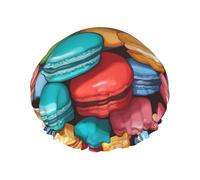 Macaron Biscuit Aromatizzato Stampa Bagno Capelli Copertura Per Le Donne Riutilizzabile Doppio Strato Impermeabile Cuffia Da Doccia Per Le Donne