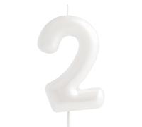 Macaron - Candela numero 2, 2 candele di compleanno, Happy 2 Candele di compleanno per torta, decorazioni bianche per torte per ragazze, dolci pastello, 2 decorazioni per feste di compleanno