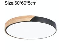 Macaron in legno LED a soffitto rotondo, luce 3 colori, dimensioni: 60 cm (nero)