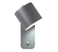 Macaron Mini Luce Da Comodino E27 Moderna Semplice Applique Da Parete Con Testa Della Lampada Ruotabile Per Camera Da Letto Ristorante Sala Studio Specchio Cosmetico,Grigio