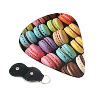 Macaron - Plettri per chitarra, 6 pezzi, spessore 0,71 mm, in celluloide con supporto in pelle, per basso, chitarra elettrica, acustica, regalo per gli amanti