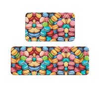 Macaron - Set di 2 tappetini da cucina antiscivolo, aromatizzati al biscotto, per casa, ufficio, lavanderia
