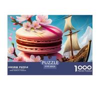Macaron Ship Sailing with Cherry Blossoms Struttura Solida Hobby Indoor Ideale, Aiuta A Migliorare Focus, Pazienza E Coordinazione 38x26cm/1000pcs