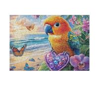 Macaw Holding Gem Heart on Shore Puzzle 300 Pezzi Rilassamento Per Adulti Rompicapo Pressione Ridotta Giochi Da Tavolo Solo O in Gruppo Regalo Amico E Colleghi 300 PCS