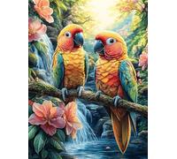 Macaw Parrot Couple in Tropical Forest Puzzle 1000 Pezzi Van Gogh Per Amanti Dell'arte Magical Accompany Fairy Tale Cartone Rigido Anti Riflesso Notte Stellata Per Decorazione Soggiorno Qualità Museal