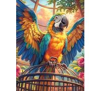 Macaw Parrot in A Cage with Tropical Flowers Puzzle 500 Pezzi Intelligenza E Logica Wildlife Pet Cute Gioco Educativo Sfida Per Ragazzi E Adulti Rompicapo Relax Per Serate Familiari 500 PCS