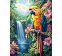 Macaw Parrot in Tropical Waterfall Rompicapo 1000 Pezzi Per Regalo Di Battesimo Cartone Spesso Per Bambini Magical Animal Fairy Tale Tema Baby Per Attività Educativa Con Confezione Regalo Da Passatemp
