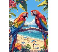 Macaw Parrot Pair on A Beach Puzzle 500 Pezzi Sfida Rompicapo Difficile Wildlife Pet Rompicapo Per Esperti Stimolo Intellettuale Esercizio Mentale Regalo Per 500 PCS