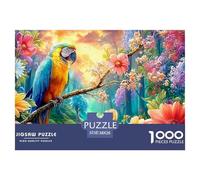 Macaw Perched, Bright Flowers And Sunlit Woods Puzzle Da 1000 Pezzi Parrot Cartone Riciclato, Gioco Di Ingegno 38x26cm/1000pcs