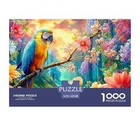 Macaw Perched, Bright Flowers And Sunlit Woods Puzzle Da 1000 Pezzi Parrot Elemento Essenziale Per Le Serate Di Giochi in Famiglia, Adulti E Bambini 52x38cm/1000pcs