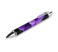 maccbn 1 penna a sfera retrattile da 0,5 mm, inchiostro nero liscio, a forma di fiore viola, con impugnatura ergonomica e confortevole, ad asciugatura rapida e senza sbavature, ricaricabile, per