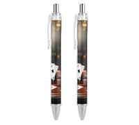 maccbn 2 penne a sfera retrattili da 0,5 mm con inchiostro nero liquido liscio, penne roller per torneo di poker, con impugnatura ergonomica, ad asciugatura rapida e senza sbavature, ricaricabili, per
