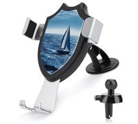 maccbn 3 in 1 Supporto universale per telefono da auto con ventosa regolabile blu mare barca a vela supporto per cellulare con clip in metallo per ventola parabrezza cruscotto accessori auto