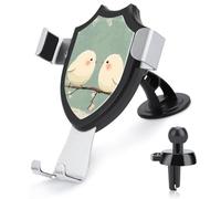 maccbn 3 in 1 Supporto universale per telefono da auto con ventosa regolabile Due uccelli bianchi Supporto per telefono cellulare con clip in metallo per ventola parabrezza cruscotto accessori auto
